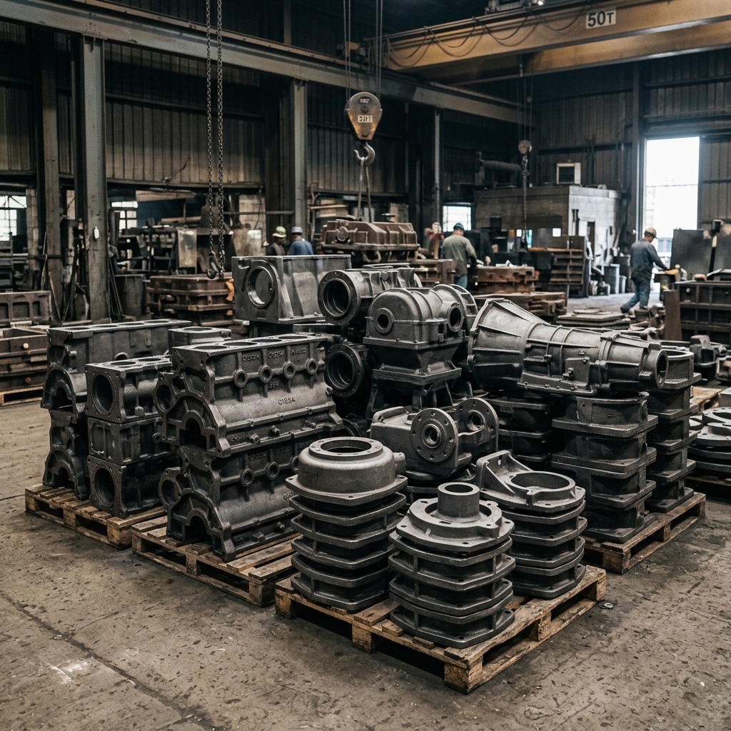 Finished gray cast iron and steel casting components