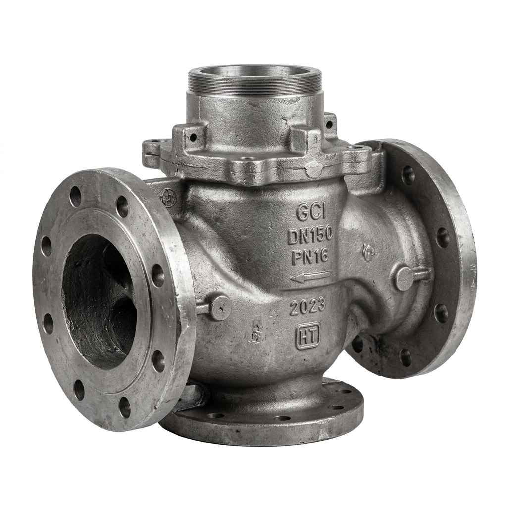 Realistic industrial steel valve body casting component