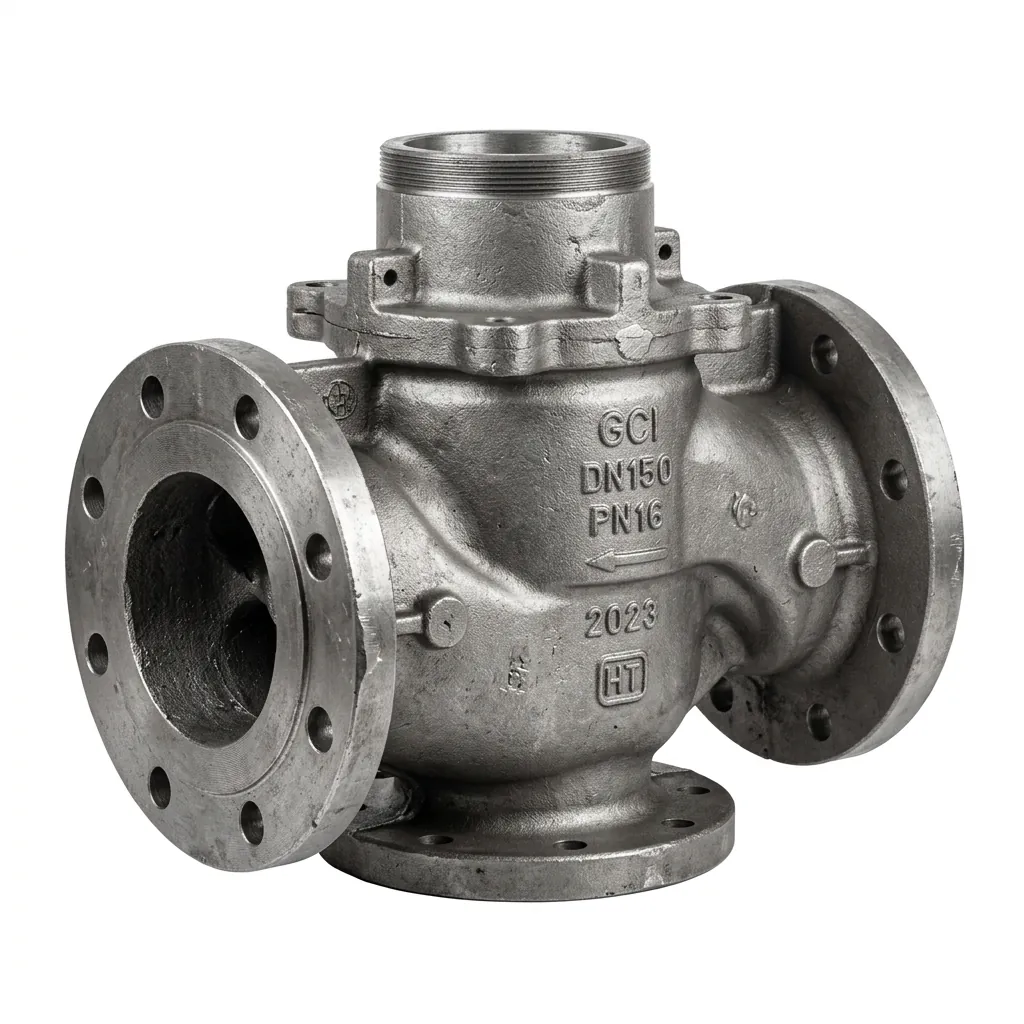 Realistic industrial steel valve body casting component